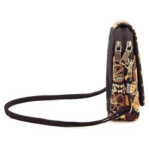 SILKAREA Embroidered Cute Mini Crossbody Bag for Women Small Handbags Wristlet Wallet Bag Cell-phone Pouch Coin Purse - color: Embroidered Yellow