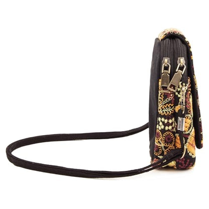SILKAREA Embroidered Cute Mini Crossbody Bag for Women Small Handbags Wristlet Wallet Bag Cell-phone Pouch Coin Purse - color: Embroidered Yellow