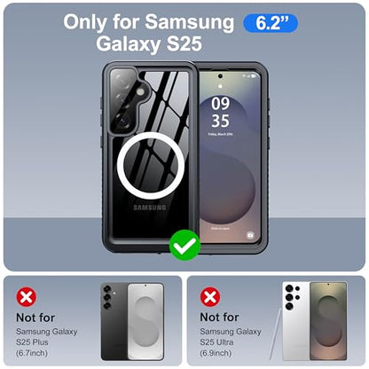 ANTSHARE IP68 Waterproof Case for Samsung Galaxy S25, Black/Clear - color: Black/Clear, size: S25