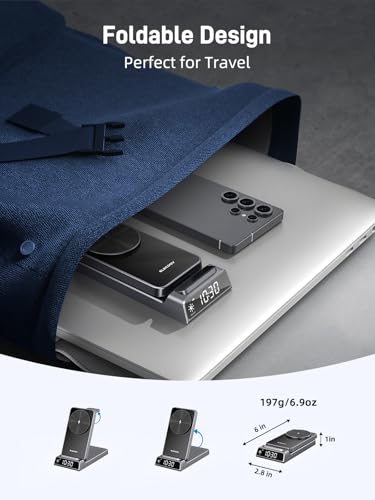 Magnetic Wireless Charger for Samsung, Nightstand Travel Android Charger - color: Gray