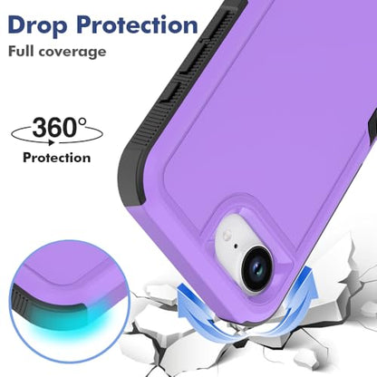 for iPhone 16E / iPhone 17E Case: Dual Layer Protective Heavy Duty Cell Phone Cover Shockproof Rugged with HD Screen Protector - Military Protection Bumper Tough - for iPhone 16E / iPhone 17E, Purple - color: Purple (PC) + Black (TPU)