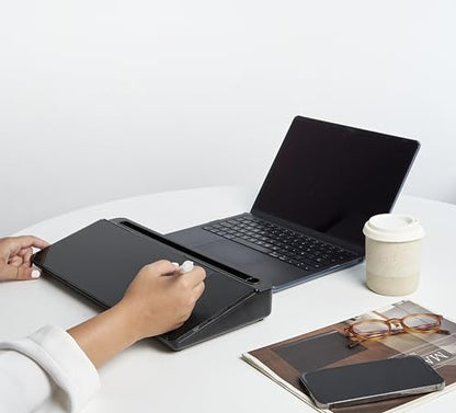 Garood Desktop Whiteboard Black with Wireless Charger Adapter Included Desk Buddy Charging Desktop Whiteboard Keyboard Glassboard Dry Erase Board Dry Erase Accessories 15.8X7X2 inches - color: Black