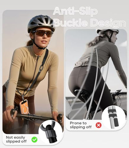 Phone Lanyard Crossbody with Phone Tabs, Adjustable Cellphone Lanyard with Skin-Friendly Neckband and Metal Carabiner - color: Black