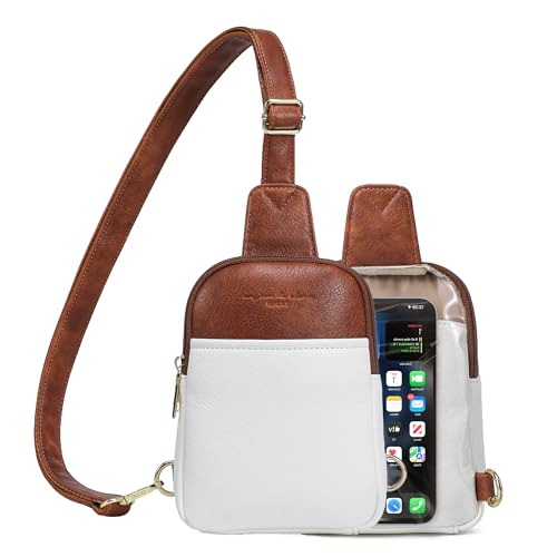 Travel Small Sling Bag for Women Anti Theft Crossbody Bags Phone Purse Cross Body Fanny Pack Over the Shoulder Bags(White Brown) - color: White Brown