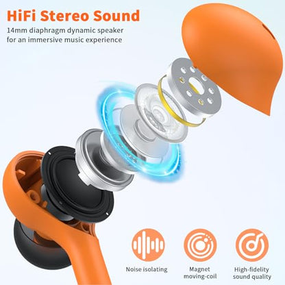 USB C Headphones Wired Earbud for iPhone 18 Pro Max 17 16 15,0range - color: Orange