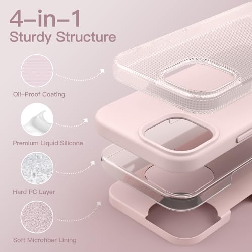 JETech Silicone Case for iPhone 14, Pink | Silky Soft Touch, Shockproof Protection, Scratch Resistant, Microfiber Lining - color: Pink, size: iPhone 14