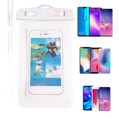 Waterproof Cell Phone Pouch - Touchscreen Transparent Holder for Phone | Swimming Cellphone Bag - for Diving Travel Workout Beach Swimming Cycling Cruise Vacation Running Camping - color: White
