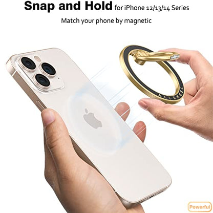 Allengel Magnetic Phone Grip for MagSafe, Magnetic Ring Holder Compatible with MagSafe Phone Ring, 360°Rotating Finger Kickstand for iPhone 16 Pro Max 15 14 13 12 Plus & Android Phone - color: Gold and black ceramic