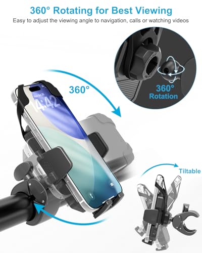 Stroller Phone Holder, [Secure Strap Protection] Phone Clamp Mount