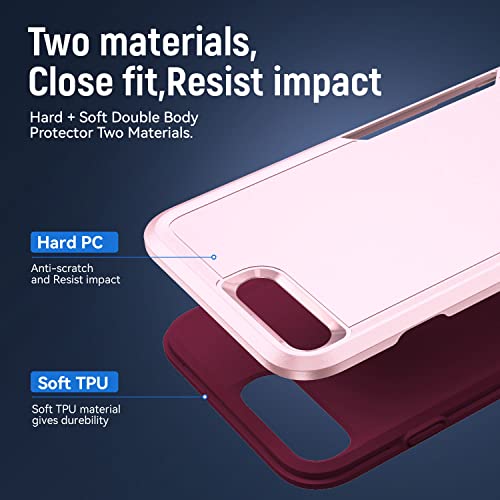 for iPhone 7 Plus Case,with HD Screen Protector,[Military Grade Drop Tested] Heavy-Duty Tough Rugged Shockproof Protective Phone Case for iPhone 8 Plus 5.5”, Pink - color: Pink