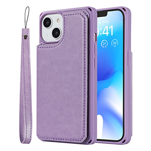 Cavor for iPhone 14 Wallet Case with Card Holder for Women, Purple - color: C-Purple