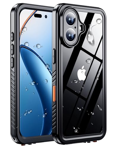 MOZOTER for iPhone 16 Case Waterproof with Clear Sound | [IPX8 Underwater Case][Full Body Shockproof & Dropproof]Built-in Screen Protector for iPhone 16 6.1 inch-Black - size: For iPhone 16-6.1"