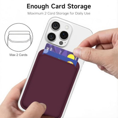 oakxco Magnetic Phone Wallet Stick On, Secure Phone Card Holder Silicone Compatible with Magsafe, Adhesive Pocket Sleeve ID Credit Card, Slim Thin Card Case, Compatible with iPhone Samsung, Burgundy - color: Burgundy