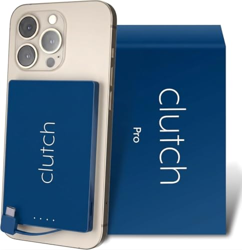 Clutch - Pro USB-C Portable Charger - Compatible with iPhone 15, 16, 17 & Android Devices - Power Bank Magnetic Battery - TSA Travel Approved - USB Rechargeable - Built-in Cable - 5000 mAh - 3.7oz - color: Blue