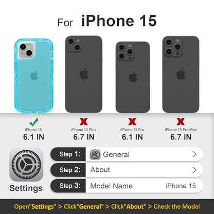 Follaroma for iPhone 15 Case, Shockproof Protection, Crystal Blue | Heavy Duty Shockproof Protection Phone Cases, Anti-Drop, Dual Layer Transparent Rugged Protective Cover, 6.1 inch - color: Blue, size: iPhone 15 6.1‘’