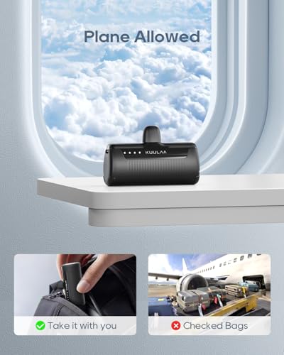 Kuulaa Portable Phone Charger Portable 4500mAh Mini Power Bank for iPhone Cute Battery Pack Backup Charger Travel Compatible with iPhone 14/13/12/11/XS/XR/Airpods (Black-A) - color: Black-A