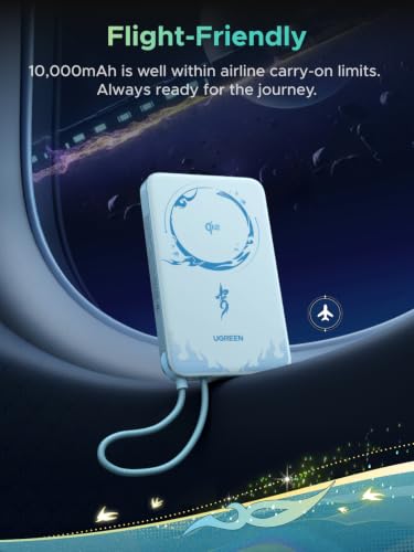 UGREEN x Honkai Star Rail MagFlow 10000mAh Qi2 15W Power Bank - color: Cyan