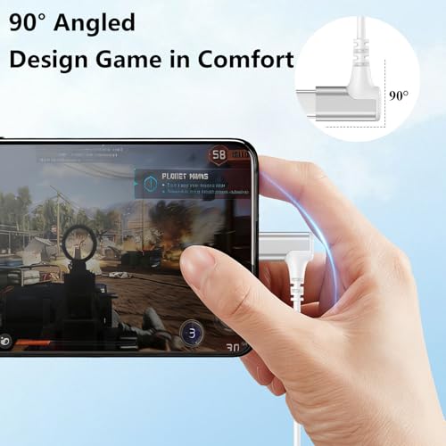 90° Angled USB C Headphones for iPhone Duo 18 17 16 15 Pro Max Wired Earbud - color: White