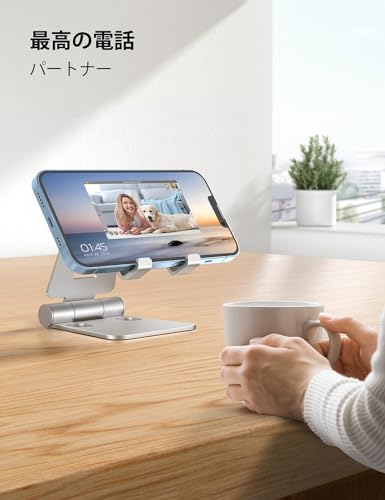Nulaxy Full Aluminum Dual Folding Cell Phone Stand for Desk, Silver - color: B-Silver