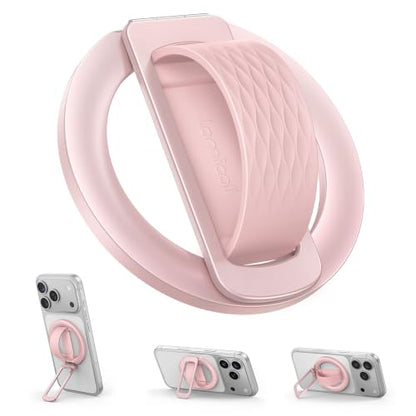Lamicall Soft Pink Comfortable Silicone Finger Loop Magnetic Phone Grip - color: Soft Pink - Zinc Alloy - Silicone Grip