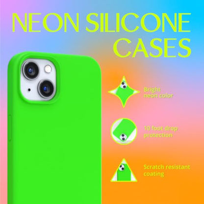 FELONY CASE - iPhone 13 / iPhone 14 Case - Neon Green Silicone Phone Cover | Liquid Silicone with Anti-Scratch Microfiber Lining, 360° Shockproof Protective Case for Apple iPhone 13 and iPhone14 - color: Neon Green, size: iPhone 13/14 without MagSafe