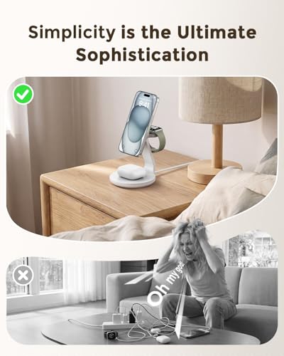 Charger Compatible with MagSafe, 3-in-1 Charging Station - color: White