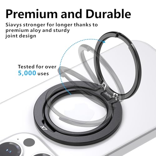 ZXM Magnetic Phone Ring Grip, for iPhone 17/16/15/14/13/12 (Black) - color: Black