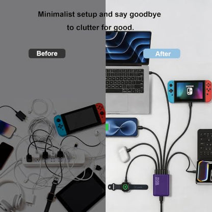 165W Charging Station, 6 Port Desktop Charger, 3 Ports 40W Purple - color: Purple