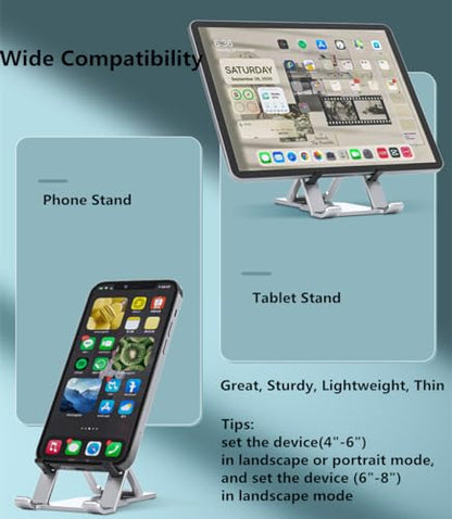 Cell Phone Stand, Fully Adjustable Foldable Desktop Phone Holder for Desk, Thick Case Friendly, Compatible with All Phones (A-Black) - color: A-Black