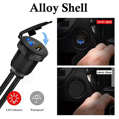 Alloy USB 3.0 & HDMI Male to Female Car Mount Flush Cable 1ft - style: USB3.0 & HDMI 1ft