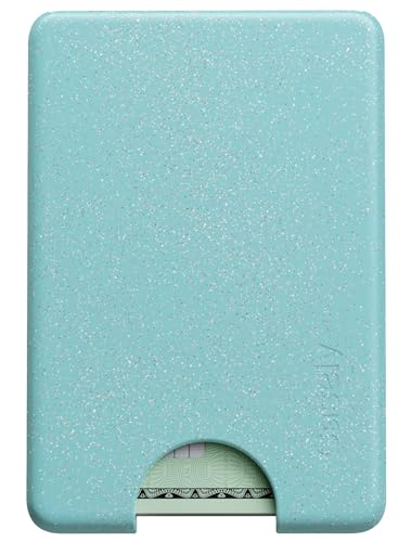 Casely MagWallet | Aquamarine | Ocean Blue Shimmer | Slim Wallet Card Holder | Compatible with MagSafe | Soft-Touch Hard Silicone | Holds Up to 3 Cards - color: Aquamarine | Ocean Blue Shimmer Glitter