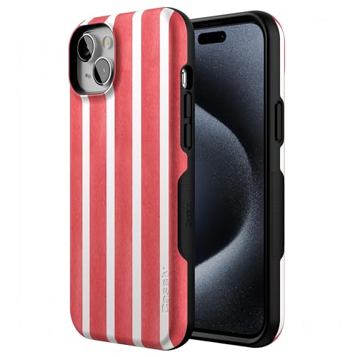 Casely iPhone 15 Plus Case | East Coast Summer | Red Stripes | Bold Protective Design | Compatible with MagSafe - color: East Coast Summer | Red Stripes