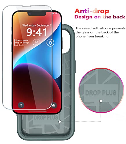 Diverbox for iPhone 14 Case [Shockproof] [Dropproof] [Tempered Glass Screen + Camera Lens Protector],Heavy Duty Protection Phone Case Cover for Apple iPhone 14 (Pine Green) - color: Pine Green-3in1
