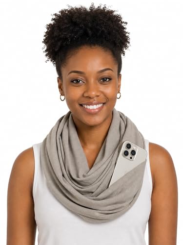 Pop Fashion Solid Color Hidden Zipper Pocket Scarf - Fashion Scarf for Women - All Seasons - color: Grey