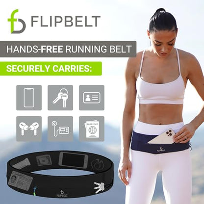 FlipBelt Zipper Running Belt, Waist Pack for Fitness and Running, US Company - color: Black, size: Small