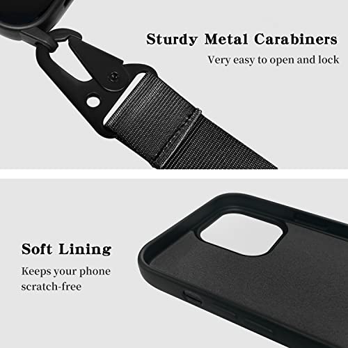 Compatible with iPhone 6 6S 7 8 Case, iPhone SE 3 2022/ iPhone SE 2 2020 Case with Lanyard Crossbody iPhone Case with Strap Adjustable Silicone Phone Cover for iPhone Black - color: Black, size: iPhone 6/7/8/SE