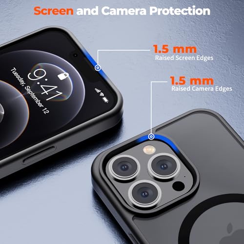 zapica Magnetic for iPhone 12 Pro Max Case, Black | Compatible with MagSafe, Military Grade Drop Protection, Translucent Matte Anti-Scratch Phone Cover - color: Black, size: Iphone 12 Pro Max 6.7''