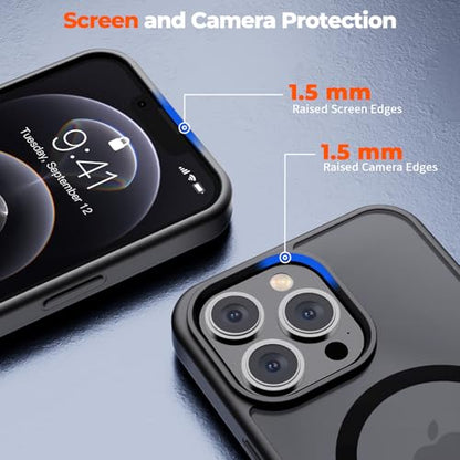 zapica Magnetic for iPhone 12 Pro Max Case, Black | Compatible with MagSafe, Military Grade Drop Protection, Translucent Matte Anti-Scratch Phone Cover - color: Black, size: Iphone 12 Pro Max 6.7''