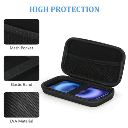 Black Small Hard Shell Zipper Case, Portable EVA Travel Storage Pouch | Universal Protective Bag for Power Bank, External Hard Drive, Charger, Cell Phone, USB Cable - color: Black