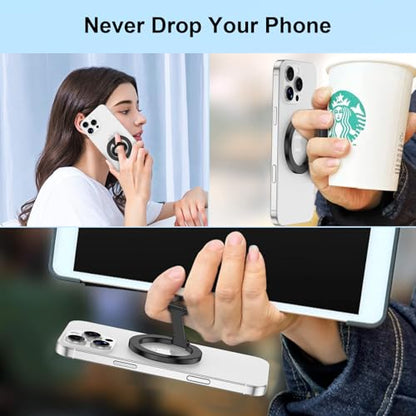 Magnetic Ring Holder Dual-Sided MagSafe Phone Grip for iPhone 17 16 Pro Max - color: Pure Black