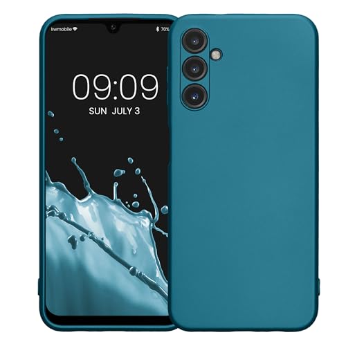 kwmobile Case Compatible with Samsung Galaxy A14 5G Case -Soft TPU Back Phone Cover - with Metallic Look - Metallic Caribbean Blue - color: Metallic Caribbean Blue, size: Galaxy A14 5G