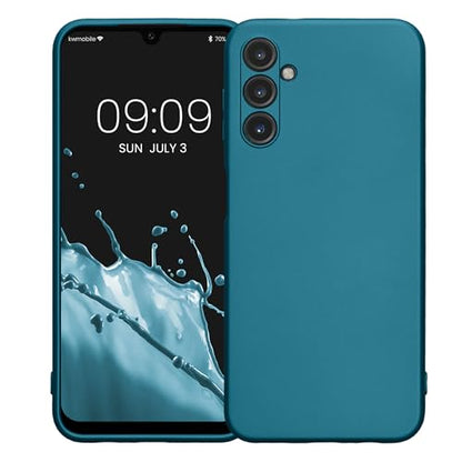 kwmobile Case Compatible with Samsung Galaxy A14 5G Case -Soft TPU Back Phone Cover - with Metallic Look - Metallic Caribbean Blue - color: Metallic Caribbean Blue, size: Galaxy A14 5G