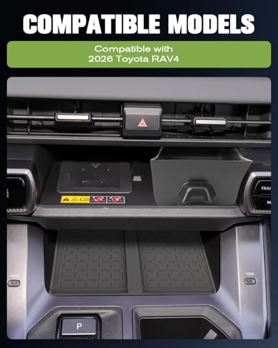 (2Pack) 2026 RAV4 Charging Tray Drawer Organizer for 2026 RAV4 Dual Wireless Charging Mat Silicone Non-Slip Protective Pad Under Screen Storage Box Compatible with 6th Gen 2026 Toyota RAV4 Accessories - size: 2) RAV4 2026 Set (2 Piece)