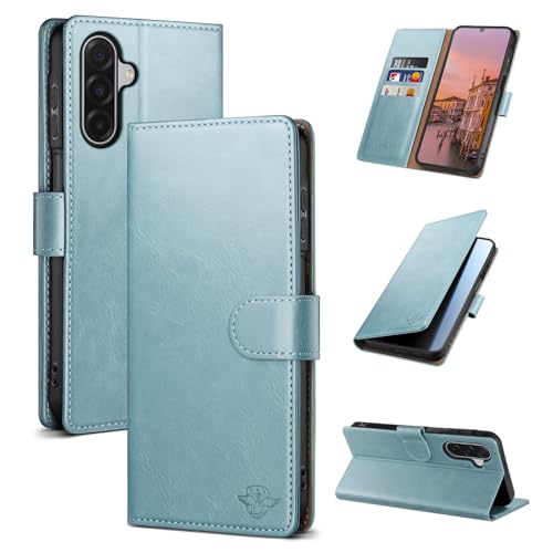 Wallet Case for Samsung Galaxy A17 5G, Sky Blue | RFID-Blocking Card Holder, Kickstand, Magnetic Closure, PU Leather Folio Flip Cover, Protective Women Men Cases - color: Sky Blue, size: SamsungGalaxy A17