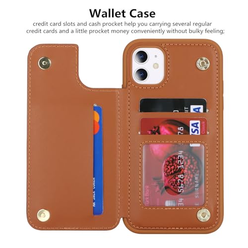 iCoverCase Compatible with iPhone 11 Case with Card Holder, Wallet Phone Case for Women Men RFID Blocking PU Leather Protective Case 6.1 Inch (Light Brown) - color: Light Brown