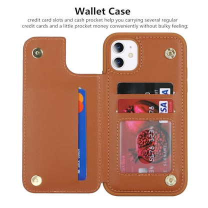 iCoverCase Compatible with iPhone 11 Case with Card Holder, Wallet Phone Case for Women Men RFID Blocking PU Leather Protective Case 6.1 Inch (Light Brown) - color: Light Brown