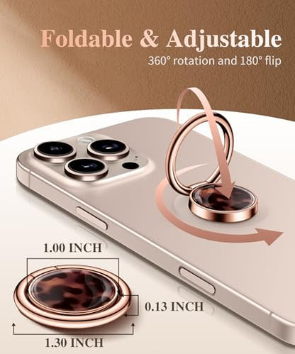 GVIEWIN Marble Cell Phone Ring Holder, Metal Kickstand Grip 360° Rotation - color: Tortoiseshell/Brown