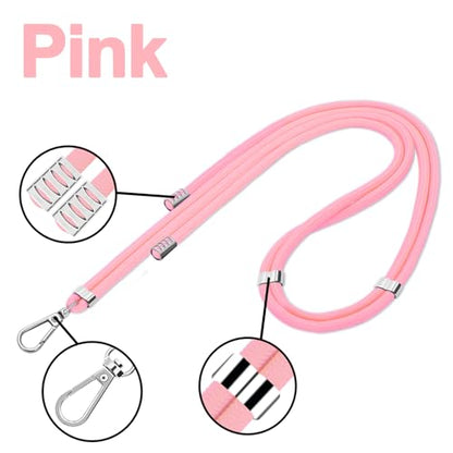 Cell Phone Lanyard, 2 Phone Crossbody Lanyard, 2 Wrist Phone Strap and 6 Connectors Compatible with Most Phones - color: Black Light-pink