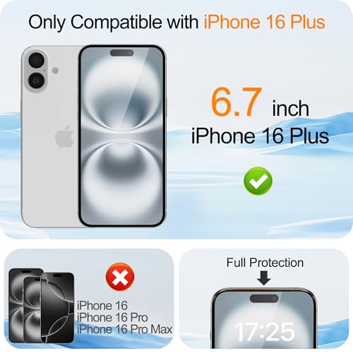 2 Pack Privacy Screen Protector for iPhone 16 Plus Mirrored - color: Silver iPhone 16 plus