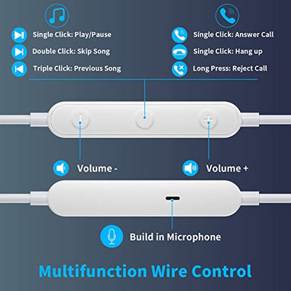 APETOO Wired Earbuds in-Ear Headphones 3.5mm Jack for Laptop/School White - color: White